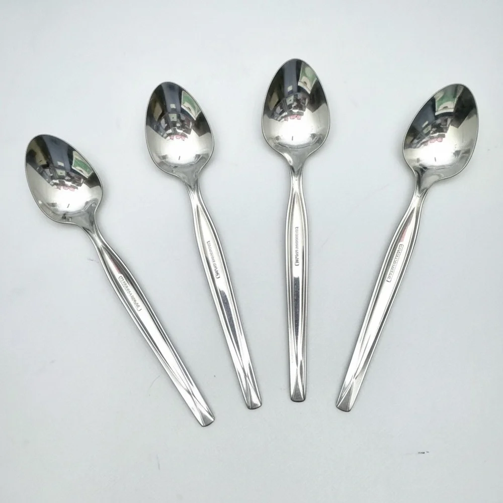 Vintage 1960s Wm Rogers Silverplate Grapefruit Spoons Set of 4 Serrated Flatware